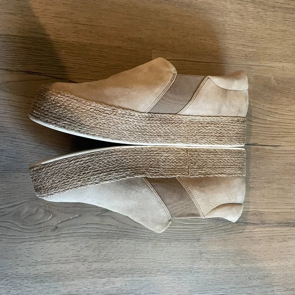 Vince Women's Wilden Suede Espadrille Tan Slip-on Sneaker Platform 9.5!